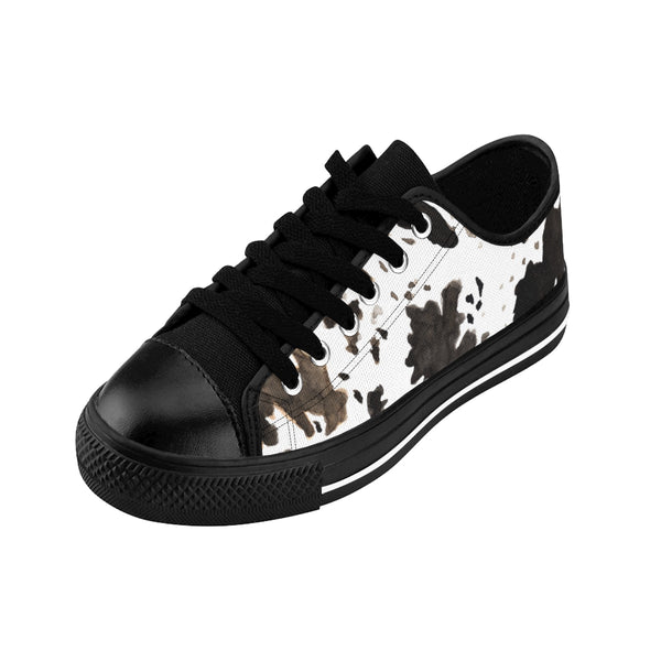Moo Cow Print Animal Artistic Men's Low Top Nylon Canvas Sneakers Tennis Shoes-Men's Low Top Sneakers-Heidi Kimura Art LLC
