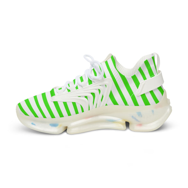 Green Striped Print Men's Shoes, Modern Minimalist Stripes Print Best Comfy Men's Mesh-Knit Designer Premium Laced Up Breathable Comfy Sports Sneakers Shoes (US Size: 5-12)&nbsp;Mesh Athletic&nbsp;Shoes, Mens Mesh Shoes,&nbsp;Mesh Shoes Men,&nbsp;Men's Classic Low Top Mesh Sneaker, Men's Breathable Mesh Shoes, Mesh Sneakers Casual Shoes&nbsp;