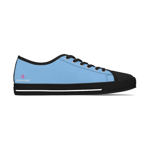 Light Blue Color Ladies' Sneakers, Solid Light Blue Color Modern Minimalist Basic Essential Women's Low Top Sneakers Tennis Shoes, Canvas Fashion Sneakers With Durable Rubber Outsoles and Shock-Absorbing Layer and Memory Foam Insoles (US Size: 5.5-12)
