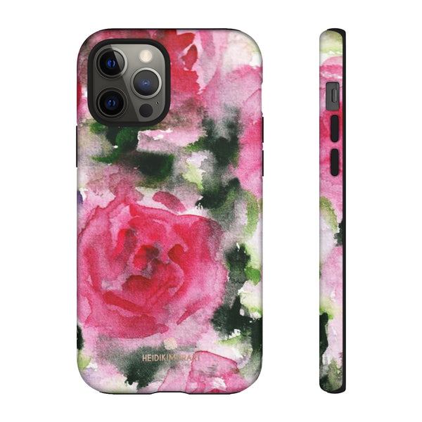 Pink Rose Floral Tough Cases, Flower Print Best Designer Phone Case-Made in USA-Phone Case-Printify-iPhone 12 Pro-Matte-Heidi Kimura Art LLC