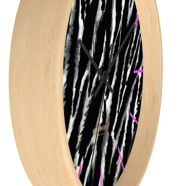 Black White Zebra Animal Print 10 in. Dia. Indoor Wall Clock- Made in USA-Wall Clock-Heidi Kimura Art LLC