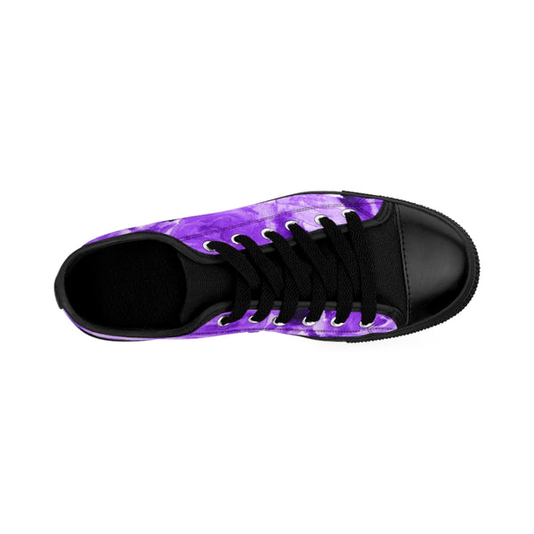 Purple Abstract Women's Sneakers, Purple Floral Print Designer Women's Low Top Sneakers Footwear Casual Running Tennis Shoes (US Size: 6-12)
