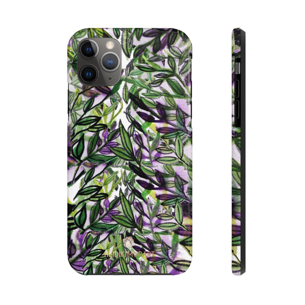 Purple Tropical Leaf Phone Case, Floral Print Flower Case Mate Tough Phone Cases-Made in USA - Heidikimurart Limited 