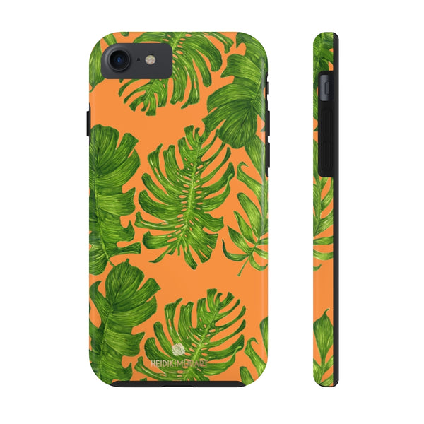Orange Green Tropical Leaf iPhone Case, Case Mate Tough Samsung Galaxy Phone Cases-Phone Case-Printify-iPhone 7, iPhone 8 Tough-Heidi Kimura Art LLC