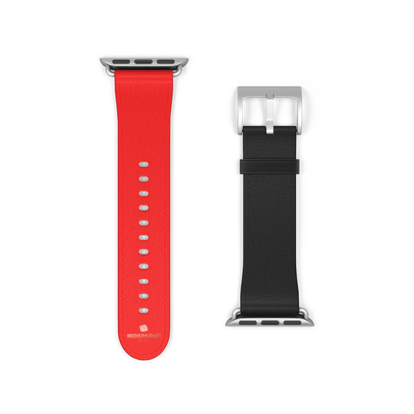 Hot Red Black Dual Solid Color 38 mm/42 mm Watch Band For Apple Watch- Made in USA-Watch Band-38 mm-Silver Matte-Heidi Kimura Art LLC