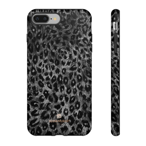 Grey Leopard Animal Print Tough Cases, Designer Phone Case-Made in USA-Phone Case-Printify-iPhone 8 Plus-Matte-Heidi Kimura Art LLC