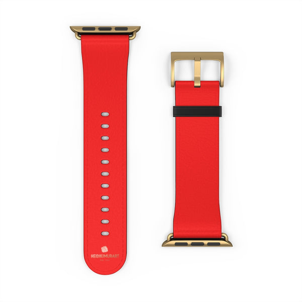 Hot Red Solid Color 38mm/42mm Watch Band Strap For Apple Watches- Made in USA-Watch Band-Heidi Kimura Art LLC
