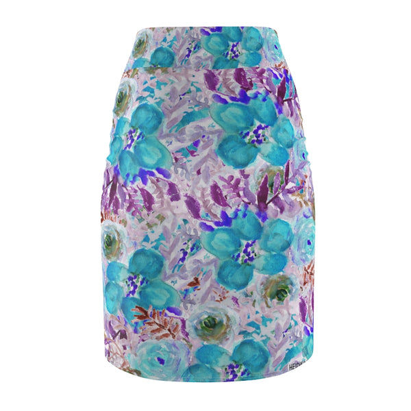 Purple Floral Women's Pencil Skirt - Heidikimurart Limited 