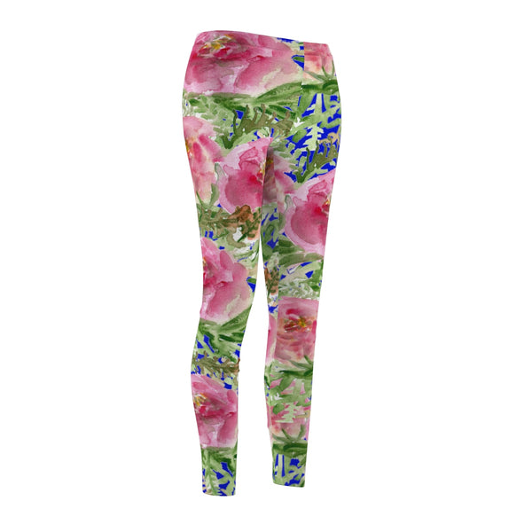 Blue Rose Floral Print Women's Tights / Casual Leggings - Made in USA(US Size: XS-2XL)-Casual Leggings-Heidi Kimura Art LLC Blue Rose Women's Leggings, Blue Rose Floral Print Women's Tights / Casual Leggings - Made in USA (US Size: XS-2XL)