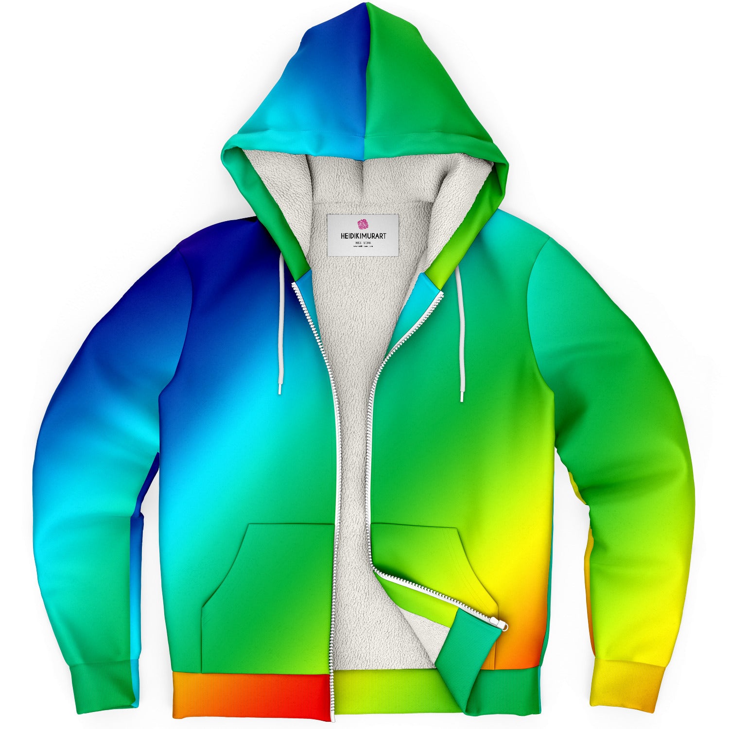Rainbow Microfleece Zip-Up Hoodie-Microfleece Ziphoodie - AOP-Subliminator-XS-Heidi Kimura Art LLC