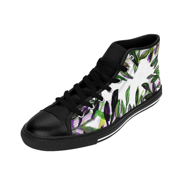 Tropical Leaves Print Men's Sneakers, Designer Men's High Top Sneakers