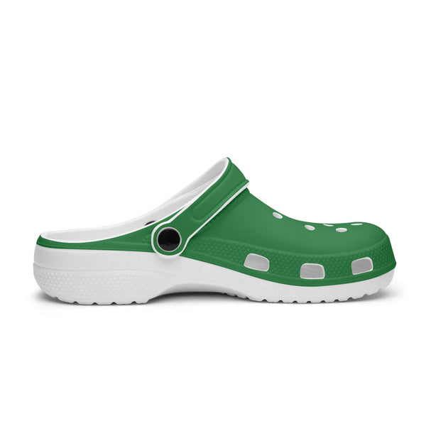 Pine Green Color Unisex Clogs, Best Solid Green Color Unisex Classic Lightweight Best Sandals For Men or Women