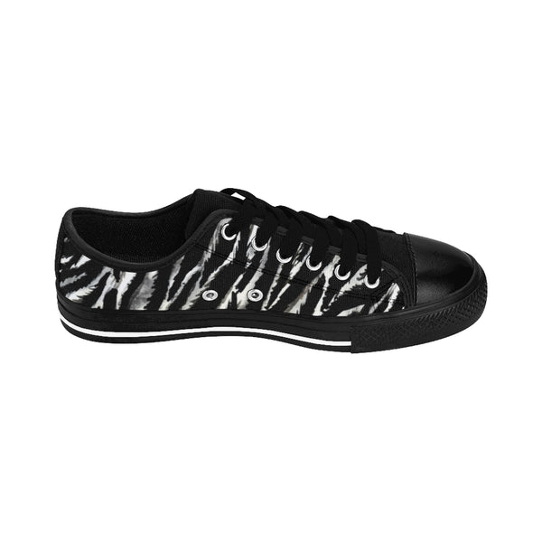 Zebra Men's Sneakers, Zebra Stripe Animal Print Low Top Shoes For Men-Shoes-Printify-Heidi Kimura Art LLC Classic Zebra Men's Sneakers, Best Designer Zebra Stripe Animal Print Men's Low Tops, Premium Men's Nylon Canvas Tennis Fashion Sneakers Shoes (US Size: 7-14)
