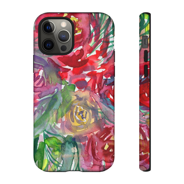 Red Roses Phone Case, Floral Print Tough Designer Phone Case -Made in USA-Phone Case-Printify-iPhone 12 Pro-Matte-Heidi Kimura Art LLC