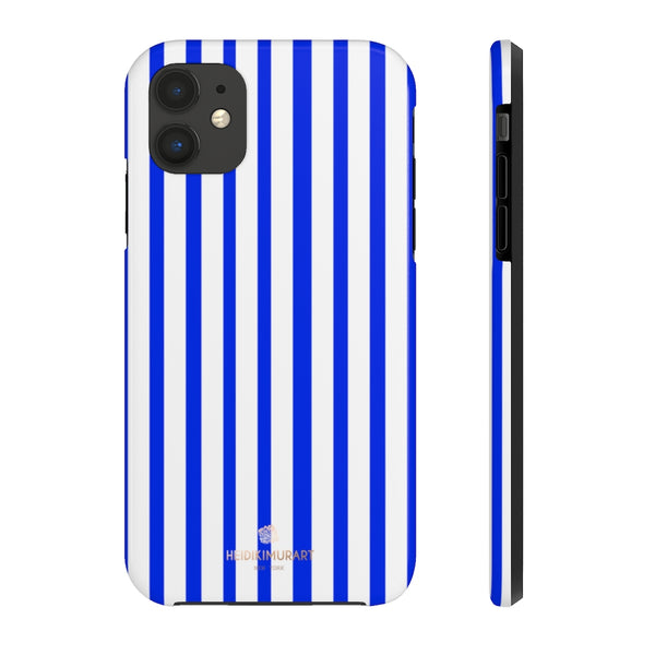 Blue Striped iPhone Case, Designer Case Mate Tough Samsung Galaxy Phone Cases-Phone Case-Printify-iPhone 11-Heidi Kimura Art LLC