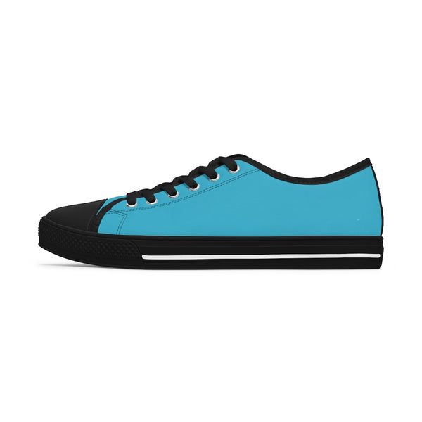 Blue Color Ladies' Sneakers, Solid Blue Color Modern Minimalist Basic Essential Women's Low Top Sneakers Tennis Shoes, Canvas Fashion Sneakers With Durable Rubber Outsoles and Shock-Absorbing Layer and Memory Foam Insoles (US Size: 5.5-12)