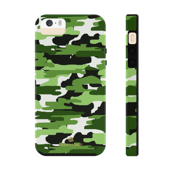 Green Camo Print iPhone Case, Case Mate Tough Samsung Galaxy Phone Cases-Phone Case-Printify-iPhone 5/5s/5se Tough-Heidi Kimura Art LLC