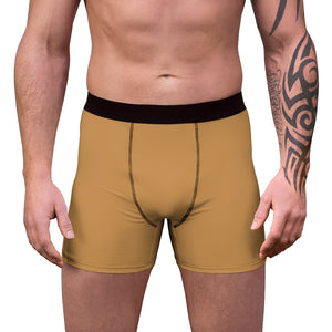 Brown Men's Boxer Briefs, Modern Solid Color Minimalist Basic Sexy Underwear For Men-All Over Prints-Printify-L-Black Seams-Heidi Kimura Art LLC