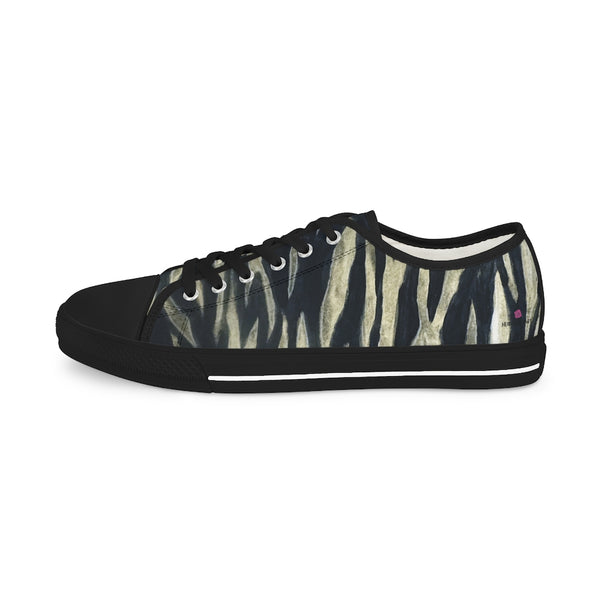 Black Tiger Men's Tennis Shoes, Animal Print Tiger Stripes Best Breathable Designer Men's Low Top Canvas Fashion Sneakers With Durable Rubber Outsoles and Shock-Absorbing Layer and Memory Foam Insoles (US Size: 5-14)