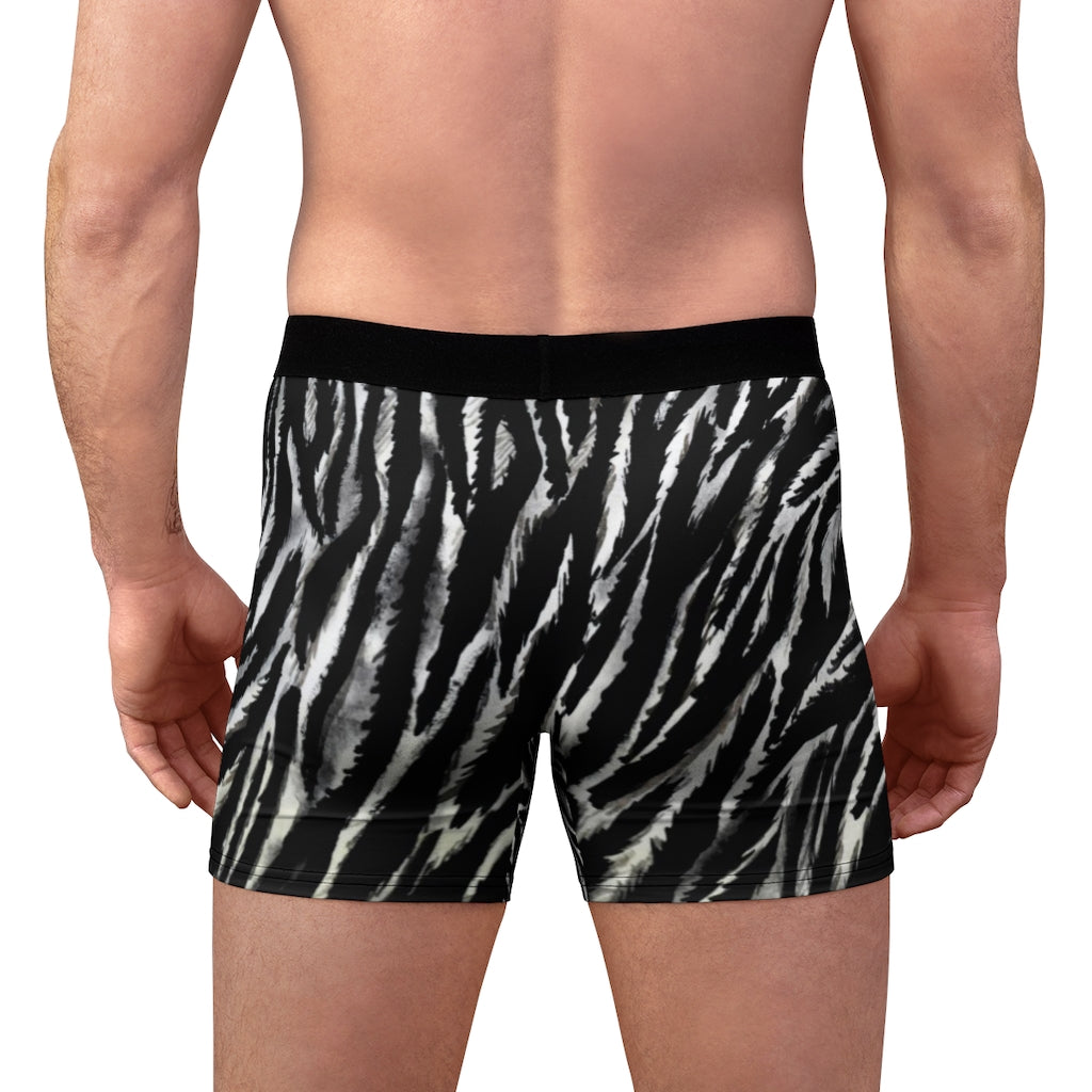 Zebra Stripes Men's Boxer Briefs, Animal Print Premium Quality Best ...