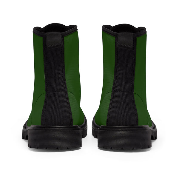 Emerald Green Classic Solid Color Designer Women's Winter Lace-up Toe Cap Boots-Women's Boots-Heidi Kimura Art LLC