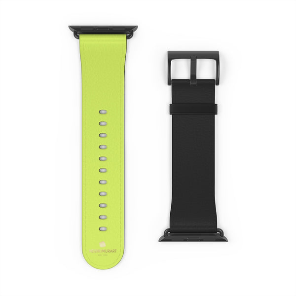 Light Green Black Dual Solid Color Print Premium 38mm/42mm Watch Band- Made in USA-Watch Band-Heidi Kimura Art LLC