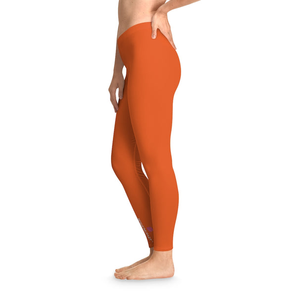 Bright Orange Solid Color Tights, Orange Solid Color Designer Comfy Women's Stretchy Leggings- Made in USA