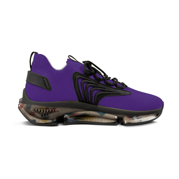 Dark Purple Solid Color Men's Shoes, Solid Dark Purple Color Best Comfy Men's Mesh-Knit Designer Premium Laced Up Breathable Comfy Sports Sneakers Shoes (US Size: 5-12)