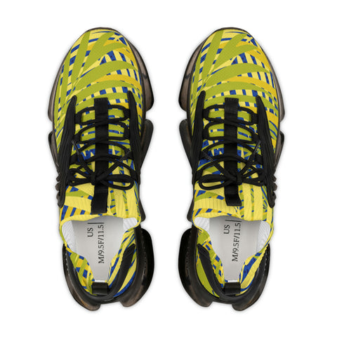 Yellow Palm Leaves Men's Shoes, Yellow Blue Palm Tropical Leaves Print Best Comfy Men's Mesh-Knit Designer Premium Laced Up Breathable Comfy Sports Sneakers Shoes (US Size: 5-12) Mesh Athletic&nbsp;Shoes, Mens Mesh Shoes,&nbsp;Mesh Shoes Men,&nbsp;Men's Classic Low Top Mesh Sneaker, Men's Breathable Mesh Shoes, Mesh Sneakers Casual Shoes&nbsp;