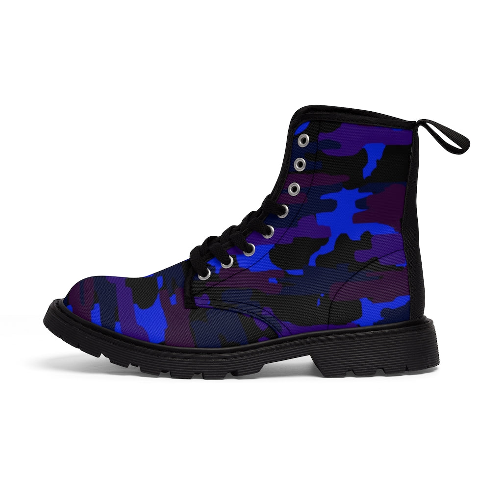 Purple Camo Men's Boots, Best Camouflage Army Military Print Hiking Mountain Fashion Best Combat Work Hunting Boots For Men, Anti Heat + Moisture Designer Men's Winter Boots Hiking Shoes (US Size: 7-10.5)
