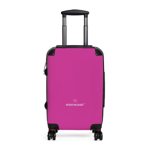 Hot Pink Color Cabin Suitcase, Carry On Polycarbonate Front and Hard-Shell Durable Small 1-Size Carry-on Luggage With 2 Inner Pockets & Built in Lock With 4 Wheel 360° Swivel and Adjustable Telescopic Handle - Made in USA/UK (Size: 13.3" x 22.4" x 9.05", Weight: 7.5 lb) Unique Cute Carry-On Best Personal Travel Bag Custom Luggage - Gift For Him or Her 