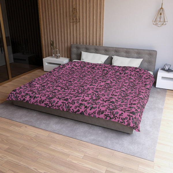 Pink Floral Microfiber Duvet Cover