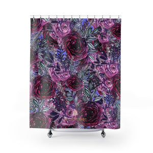 Elegant Violet Purple Rose Floral Print 71x74 in Shower Curtains- Printed in USA-Shower Curtain-71" x 74"-Heidi Kimura Art LLCPurple Rose Floral Shower Curtains, Elegant Violet Purple Rose Floral Print Designer Shower Curtains- Printed in USA, Large 100% Polyester 71x74 inches 