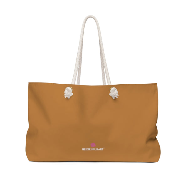 Beige Brown Color Weekender Bag, Solid Brown Color Best Oversized Designer 24"x13" Large Weekender Bag - Made in USA