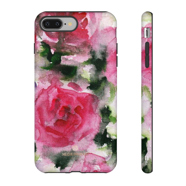 Pink Rose Floral Tough Cases, Flower Print Best Designer Phone Case-Made in USA-Phone Case-Printify-iPhone 8 Plus-Matte-Heidi Kimura Art LLC