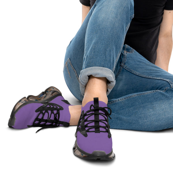 Light Purple Solid Color Men's Shoes, Solid Light Purple Color Best Comfy Men's Mesh-Knit Designer Premium Laced Up Breathable Comfy Sports Sneakers Shoes (US Size: 5-12)