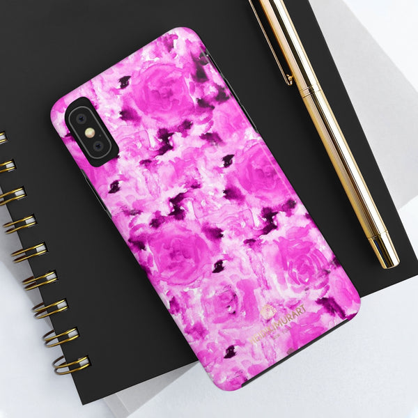 Pink Rose Phone Case, Floral Print Flower Case Mate Tough Phone Cases-Made in USA - Heidikimurart Limited 