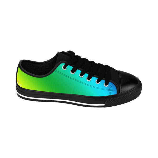 Rainbow Best Women's Sneakers, Blue Green Gay Pride LGBTQ-Friendly Colorful Printed Designer Best Fashion Low Top Canvas Lightweight Premium Quality Women's Sneakers (US Size: 6-12)