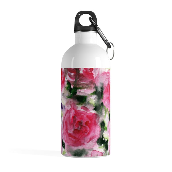 Pink Abstract Rose Floral Print Stainless Steel 14 oz Full Size Water Bottle - Made in USA-Mug-14oz-Heidi Kimura Art LLC