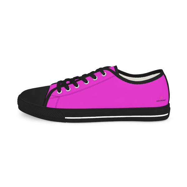 Hot Pink Color Men's Sneakers, Solid Color Modern Minimalist Best Breathable Designer Men's Low Top Canvas Fashion Sneakers With Durable Rubber Outsoles and Shock-Absorbing Layer and Memory Foam Insoles (US Size: 5-14)