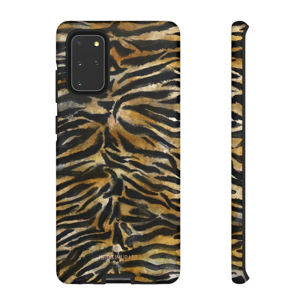 Brown Tiger Striped Tough Cases, Animal Print Best Designer Phone Case-Made in USA-Phone Case-Printify-Samsung Galaxy S20+-Matte-Heidi Kimura Art LLC