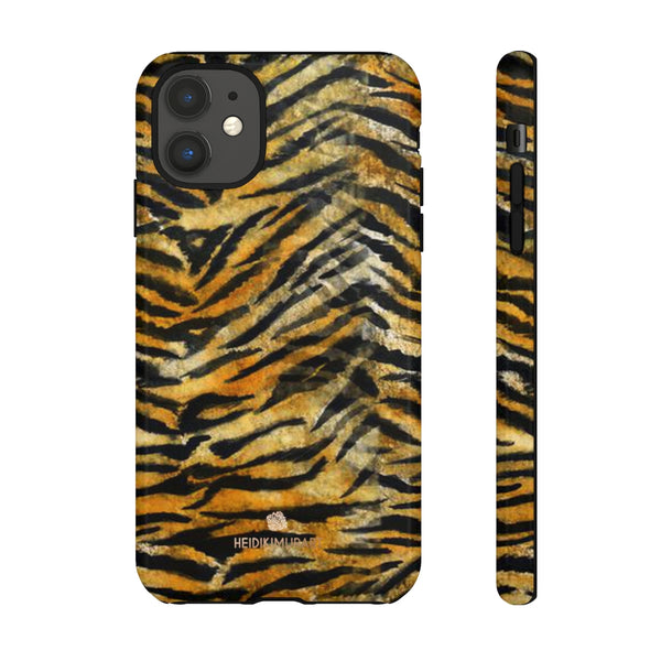 Orange Tiger Striped Phone Case, Animal Print Tough Cases, Designer Phone Case-Made in USA-Phone Case-Printify-iPhone 11-Glossy-Heidi Kimura Art LLC