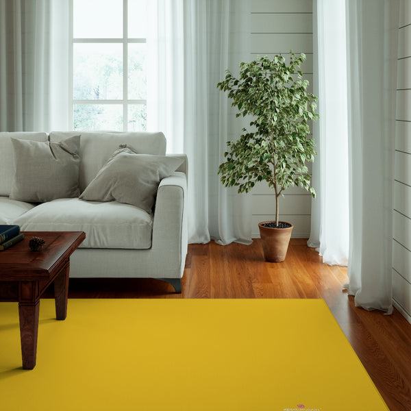 Bright Yellow Color Dornier Rug, Solid Color Yellow Modern Basics Essential Premium Best Designer Durable Woven Skid-Resistant Premium Polyester Indoor Carpet Area Rug - Printed in USA (Size: 20"x32"(1'-8"x2'-8"), 35"×63"(2'-11"x5'-3"), 63"×84"(5'-3"x7'-0"))