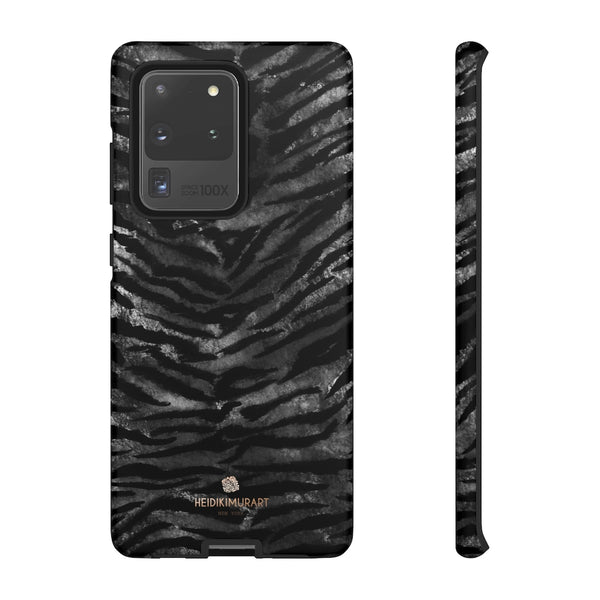 Black Tiger Stripe Tough Cases, Animal Print Best Designer Phone Case-Made in USA-Phone Case-Printify-Samsung Galaxy S20 Ultra-Matte-Heidi Kimura Art LLC