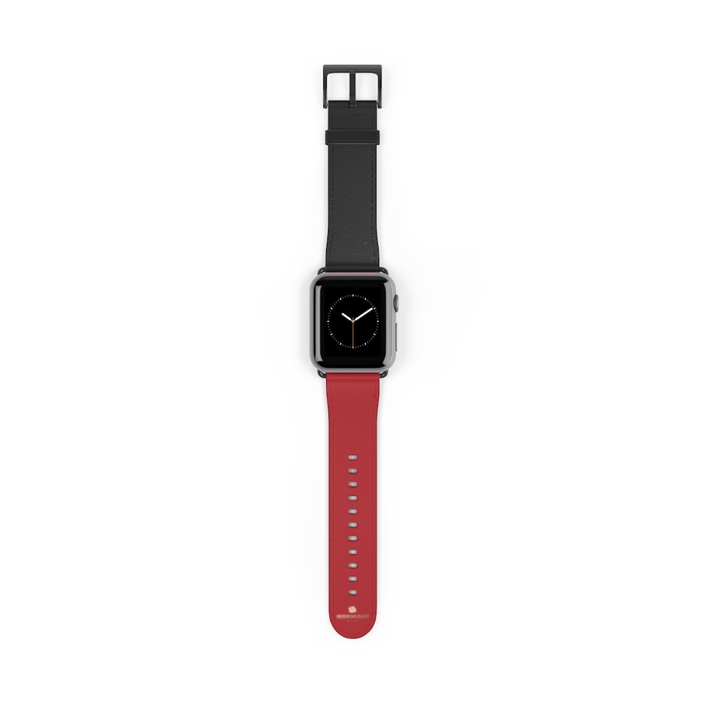 Burgundy Red Black Dual Color 38mm/42mm Watch Band For Apple Watch- Made in USA-Watch Band-38 mm-Black Matte-Heidi Kimura Art LLC