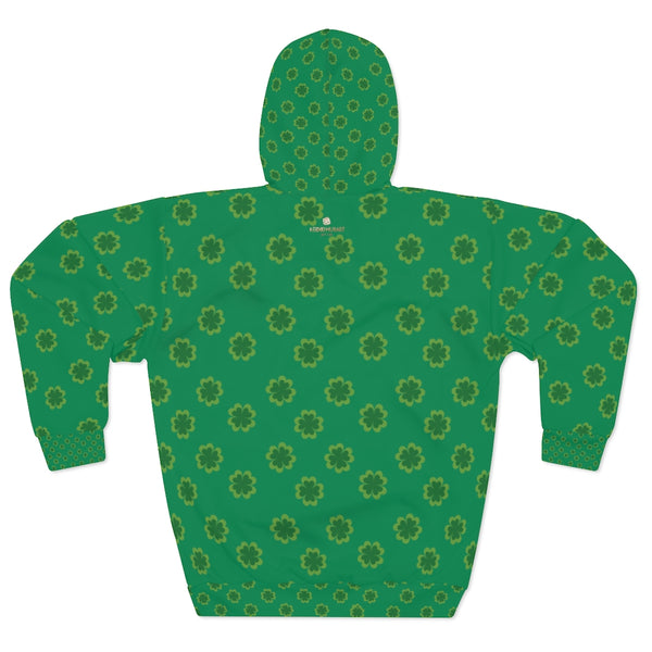 Dark Green Clover St. Patrick's Day Unisex Pullover Hoodie For Men/ Women- Made in USA-Unisex Hoodie-Heidi Kimura Art LLC
