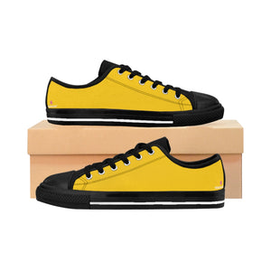Bright Yellow Color Women's Sneakers, Solid Yellow Color Designer Low Top Women's Canvas Bright Best Quality Premium Fashion Casual Sneakers Tennis Running Athletic Shoes (US Size: 6-12)