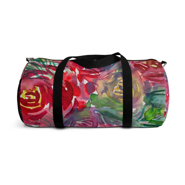 Floral Red Rose Print All Day Small Or Large Size Duffel Bag, Made in USA-Duffel Bag-Heidi Kimura Art LLC