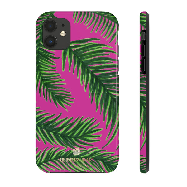 Hot Pink Tropical Print Phone Case, Palm Leaf Case Mate Tough Phone Cases-Made in USA - Heidikimurart Limited 