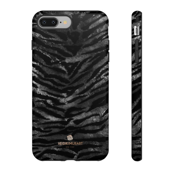Black Tiger Stripe Tough Cases, Animal Print Best Designer Phone Case-Made in USA-Phone Case-Printify-iPhone 8 Plus-Matte-Heidi Kimura Art LLC